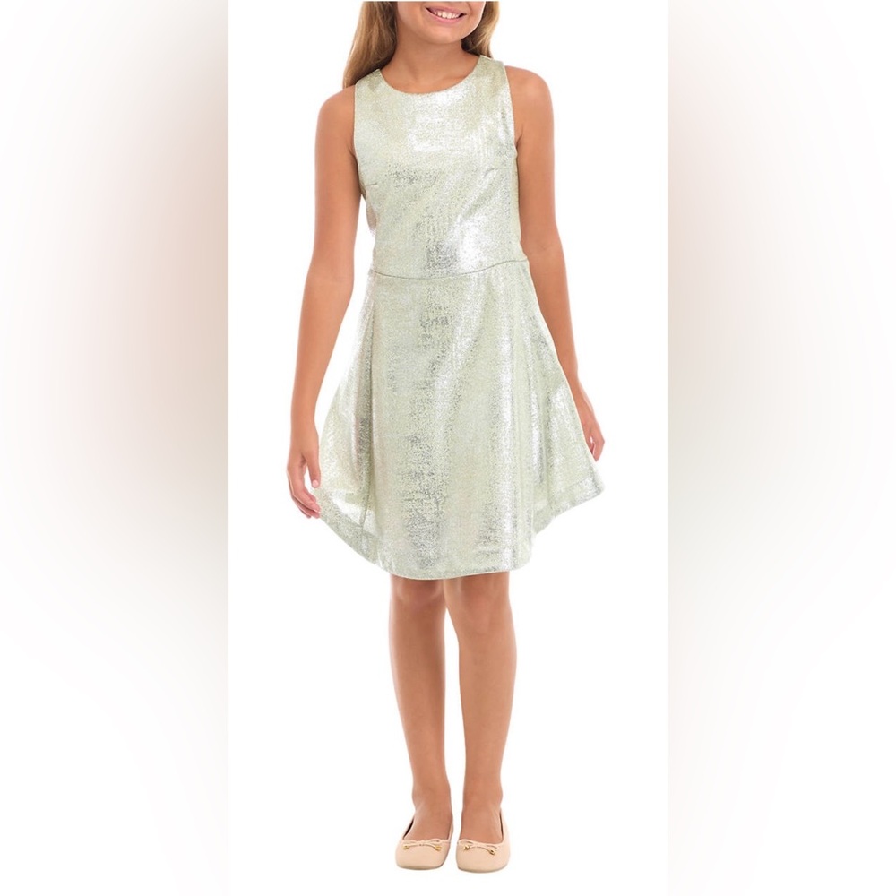 Calvin Klein Girls Metallic Sparkle Dress Size 12